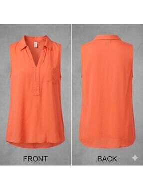 🧡 Old Navy Orange Sleeveless Collared Tunic Top XL 12-6 🧡
